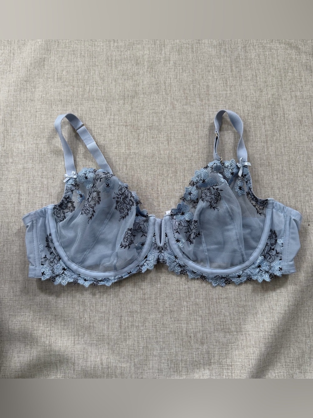 Cacique Unlined Balconette Bra Blue Sparkly 48C
